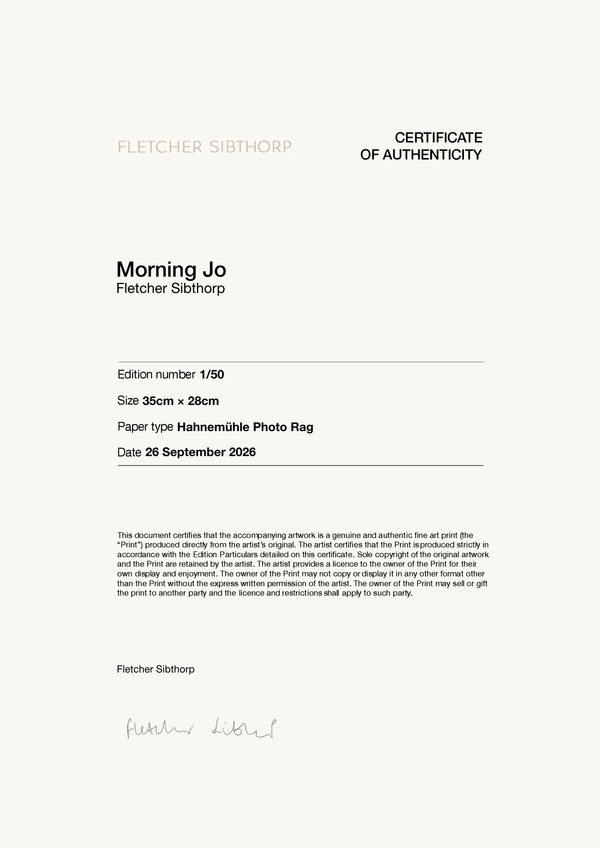 Morning Jo — Certificate of Authenticity